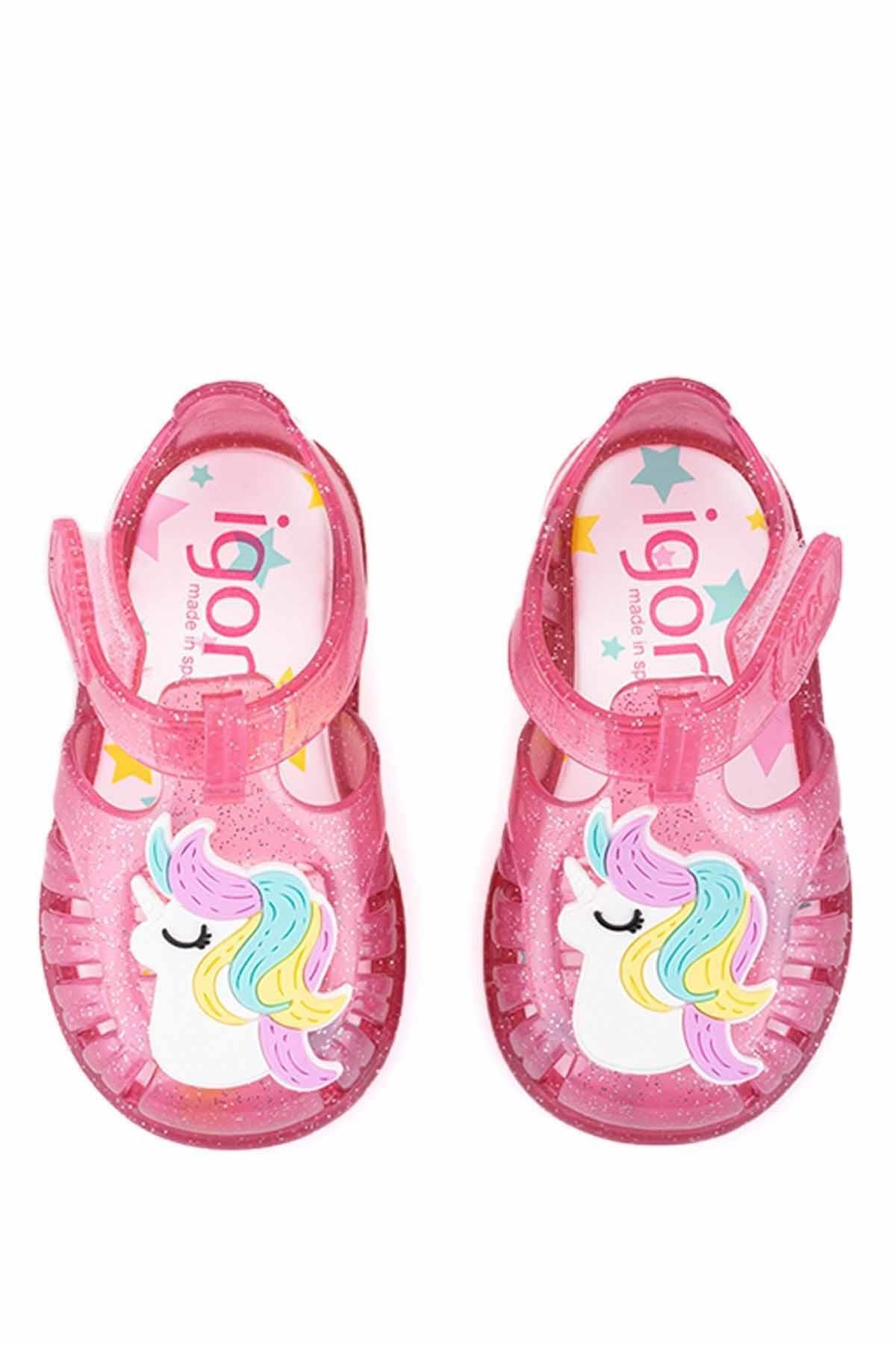 صندل صورتی دخترانه و پسرانه بچگانه کفش ان Unicornio Tobby Gloss S10309 057FUCSI IGOR