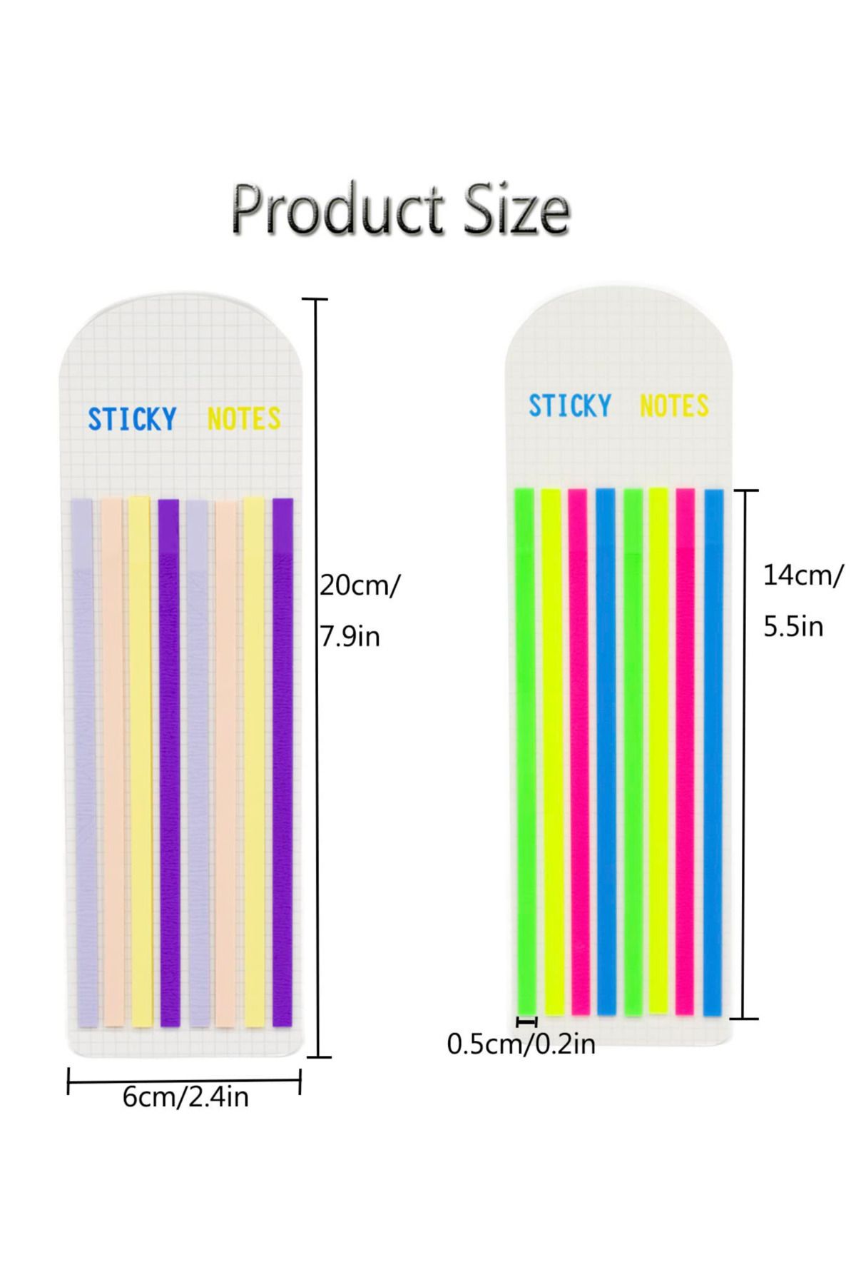 EZOSHOP-Set of 2 Long Ribbon and Square Note Large Size Transparent Adhesive Note Paper Stationery Post It Mixed Set 20 3
