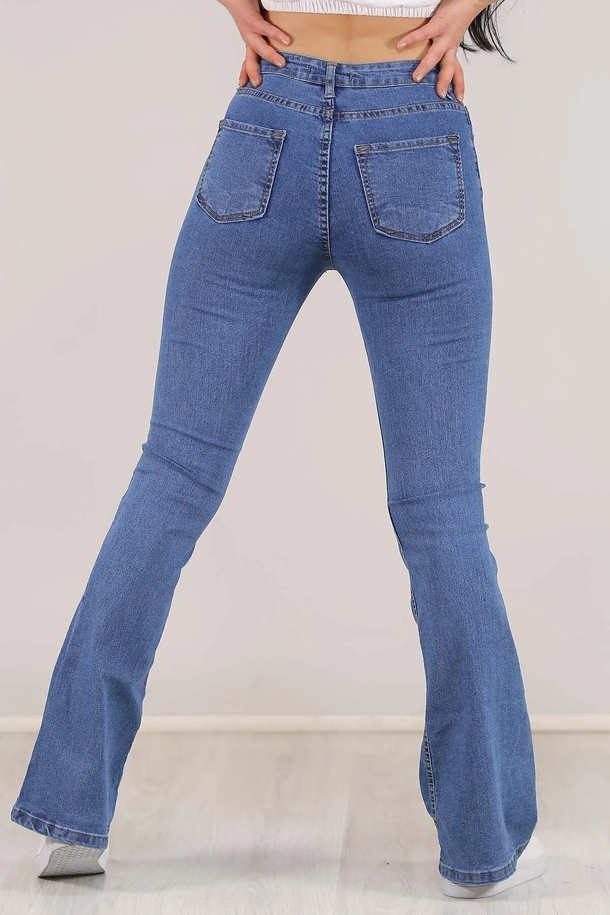 Ramrod Now Özel Tasarım Kadın Solmayan Yüksel Bel Likralı Toparlayıcı İspanyol Pantalon görsel 3