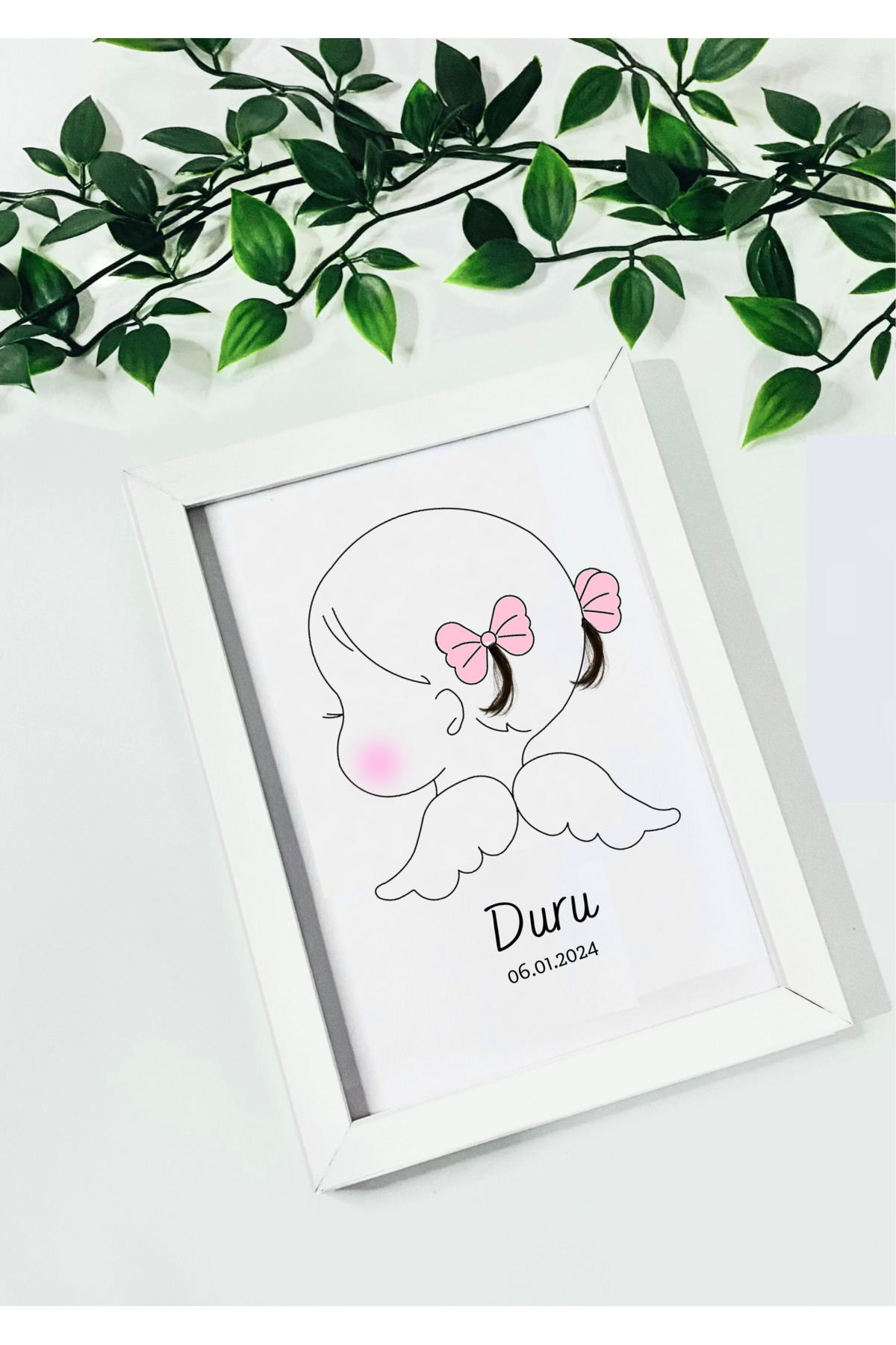 Zift Store İlk Saçım Çerçeveli Bebek Anı Kartı İle Bebeğimin İlk Saç Hatırası Melek (KİŞİYE ÖZEL İSİM VE TARİH) fotoğrafı 2 (önizleme)