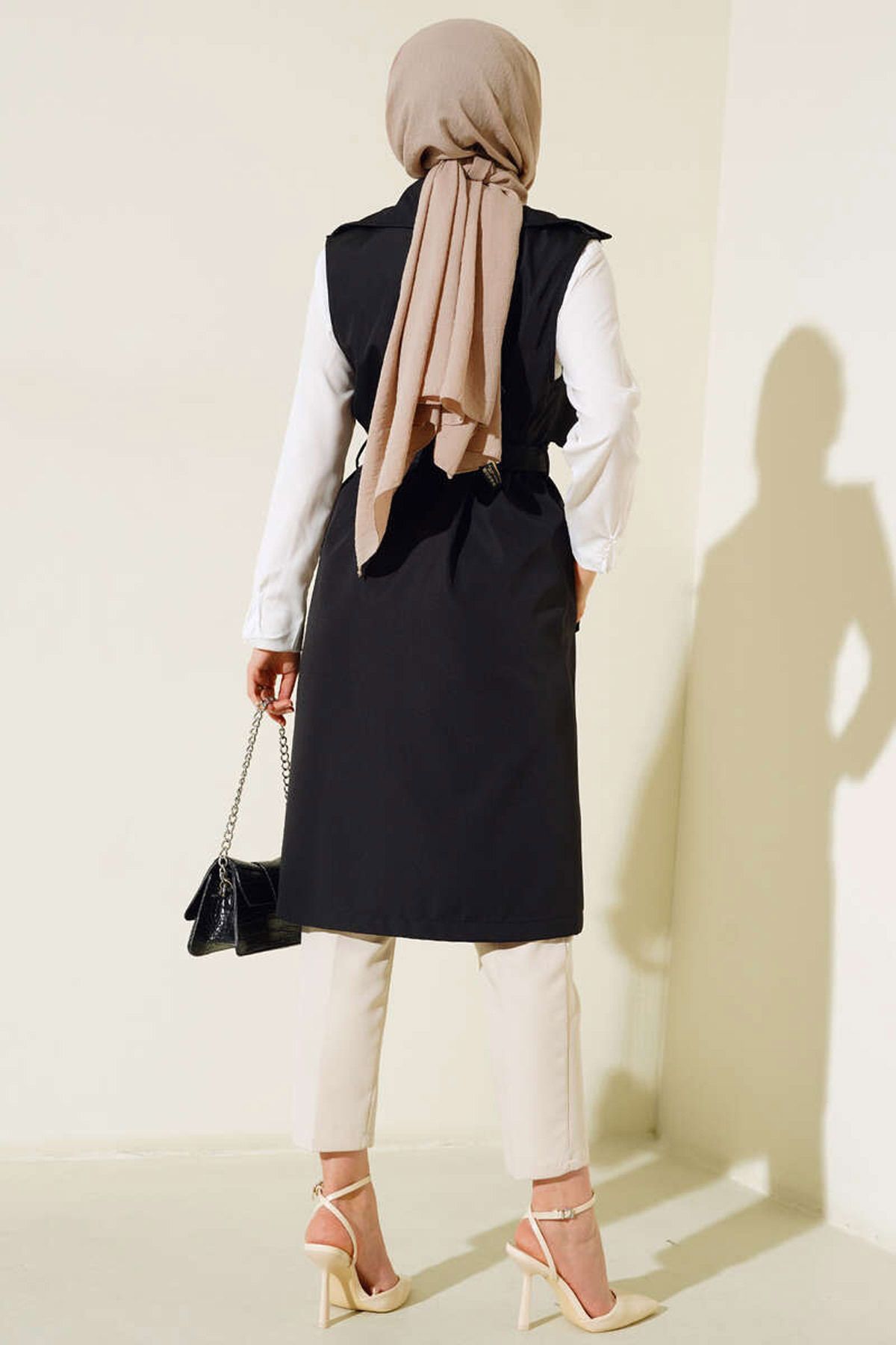 Bigdart-5911 Double Breasted Collar Trench Vest - Black 4