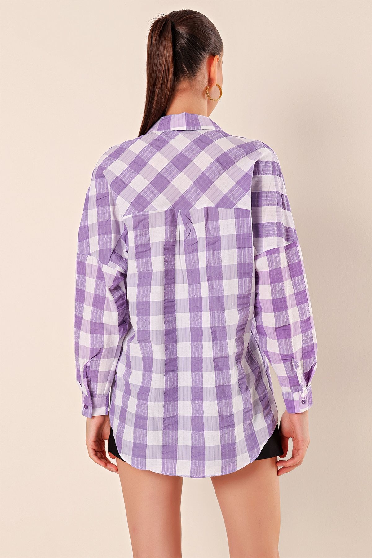 Bigdart-3900 Oversize Long Basic Shirt - B.Lila 6