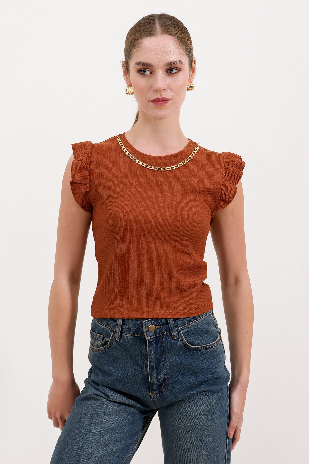 Bigdart-Hellbraune Strickbluse – Modell 0430 4