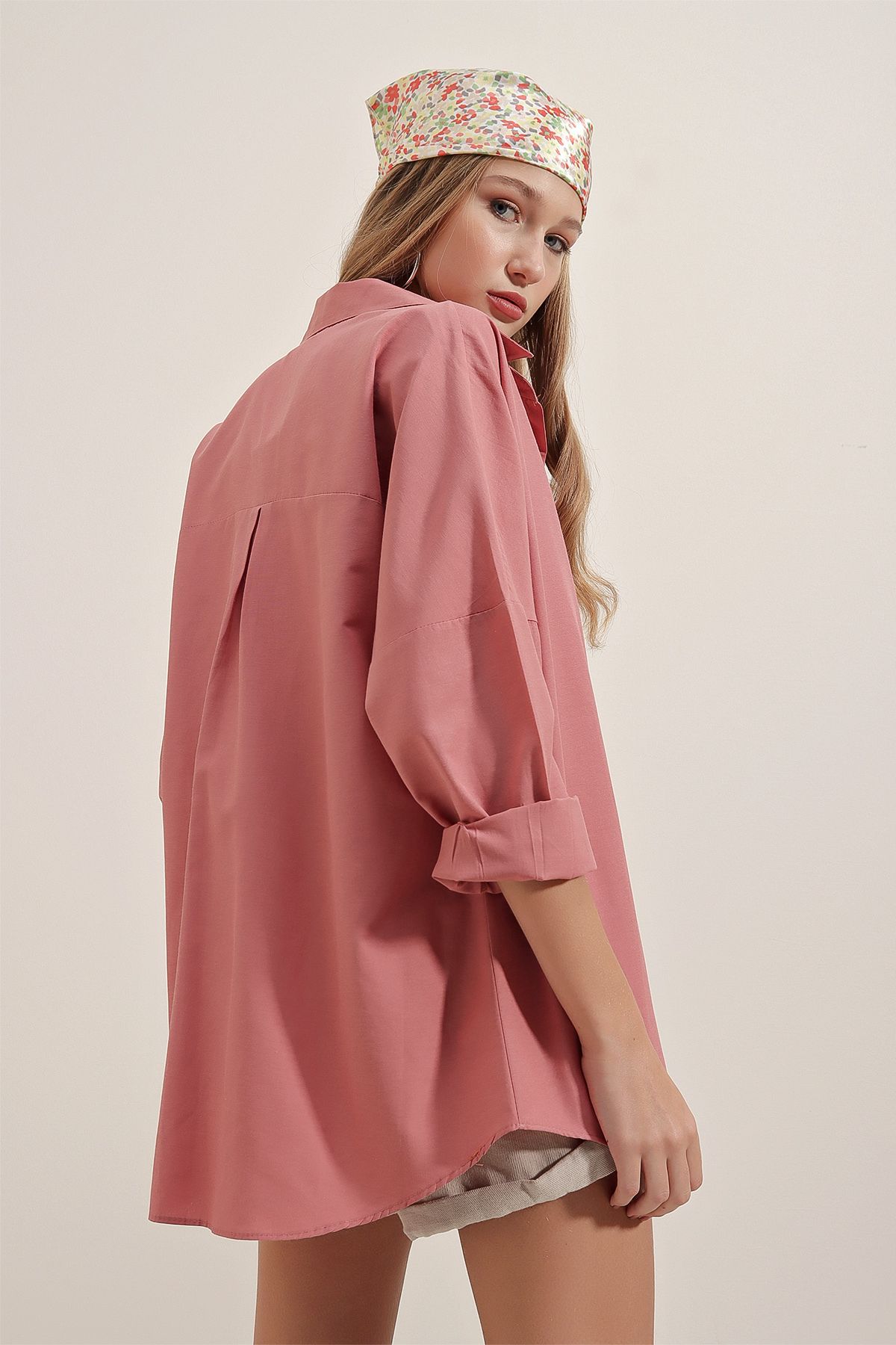 Bigdart-3900 Oversize dlouhá základní košile - Dusty Rose 7