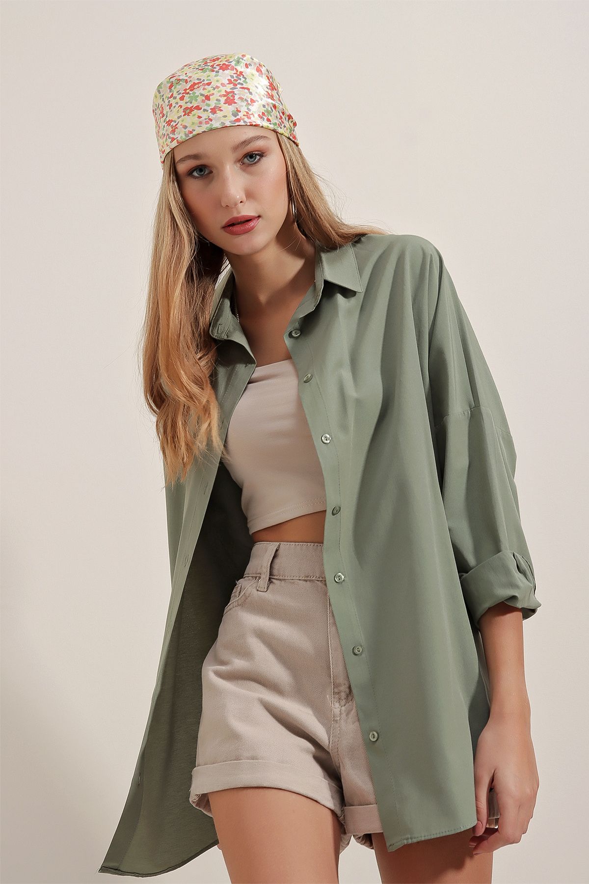 Bigdart-3900 Oversize Long Basic Shirt - Khaki 3