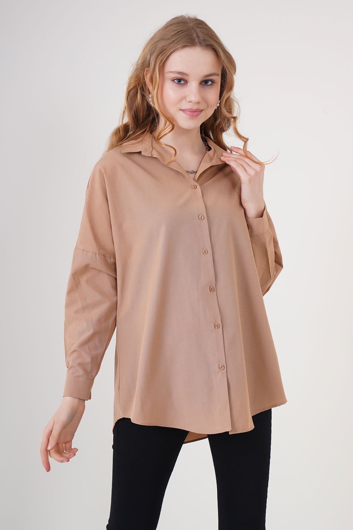 Bigdart-3900 Oversize dlouhá základní košile - Camel 3