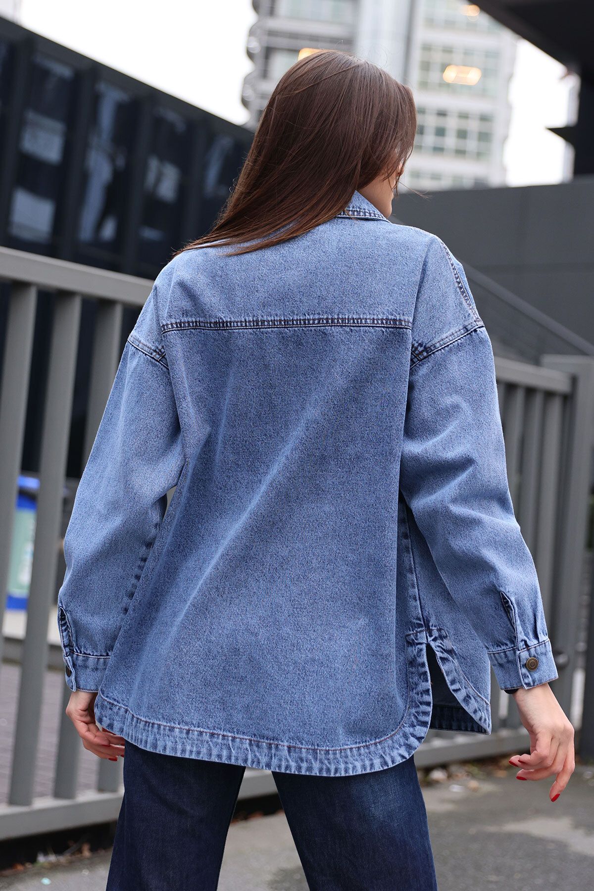 Bigdart-   0613 Denim Jacket with Pockets - Dark Blue 5