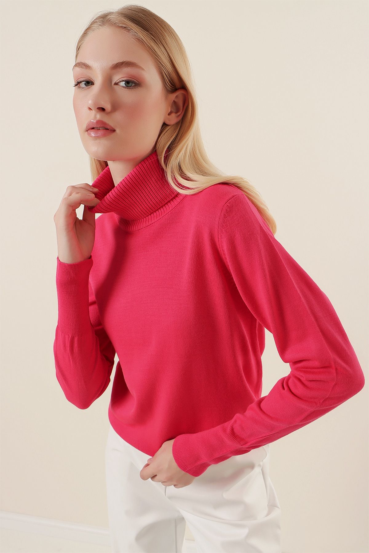 Bigdart-15747 Rollkragenpullover – Fuchsia 3