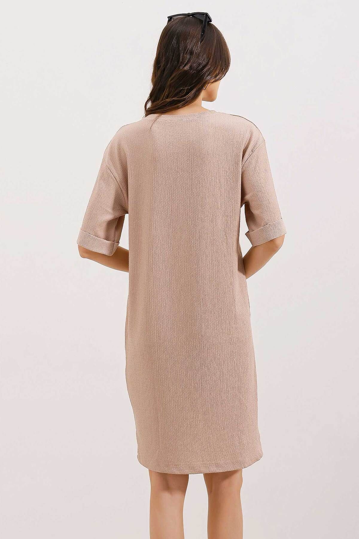 Bigdart-2452 Sukienka oversize z nadrukiem - Biscuit 5