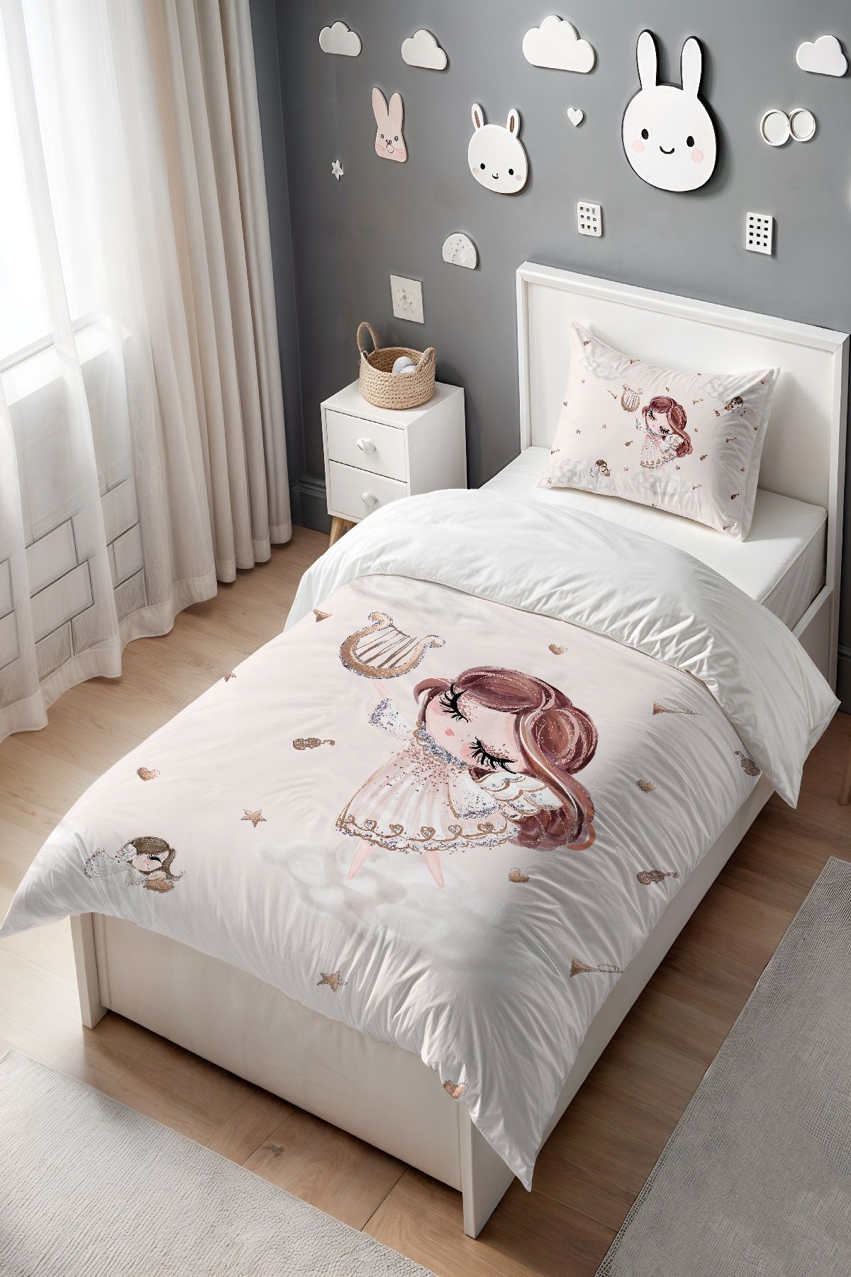 EVPANYA-Musician Fairy Patterned Single Baby Kids Bedding Set 3