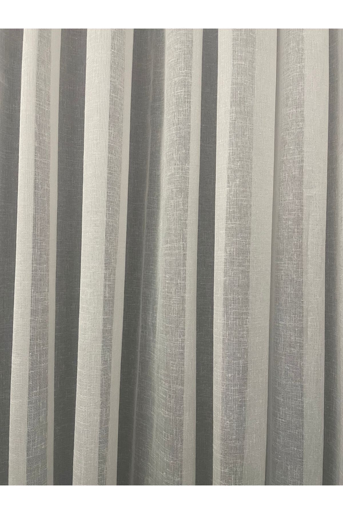 Cortibo-Ecru Linen Foldet - 1 in 2 Sparse Pleated Tulle Curtain 6