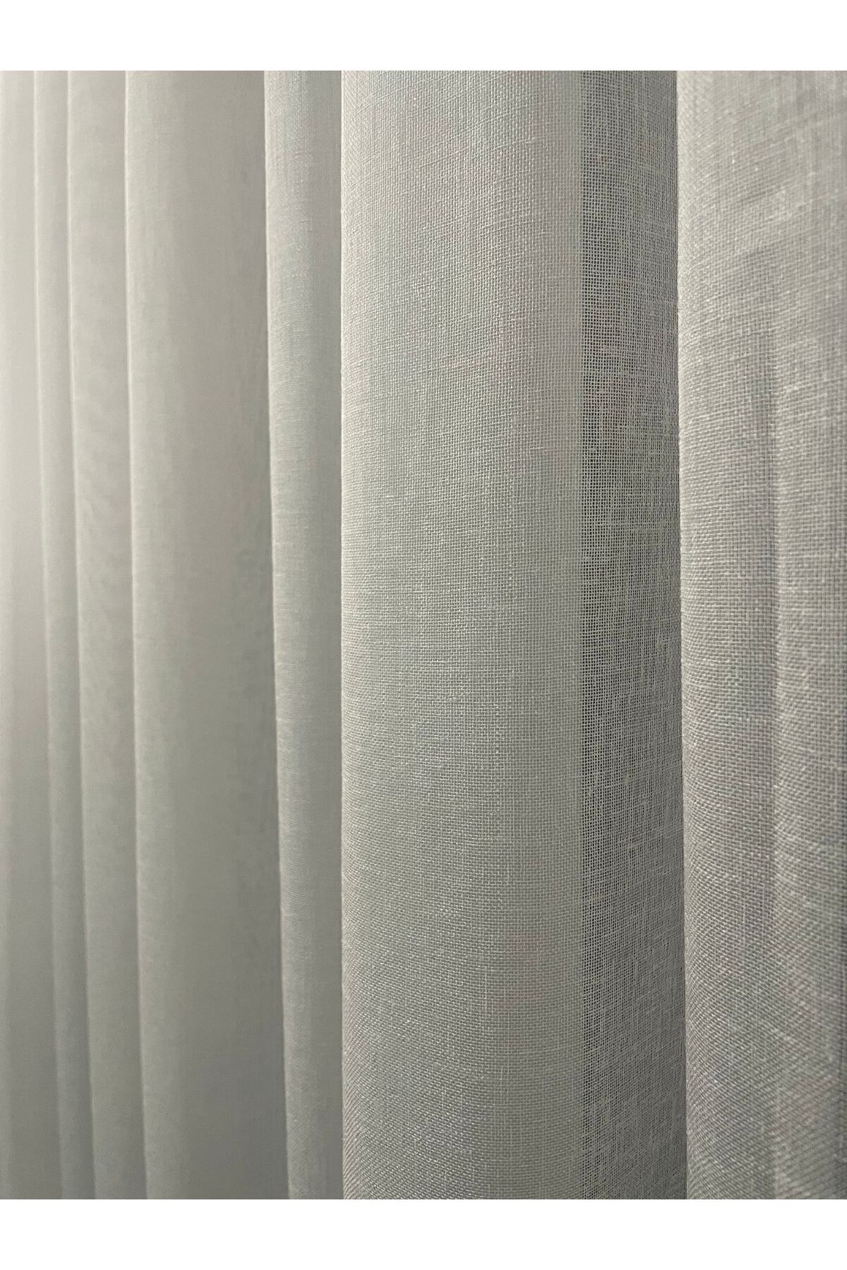 Cortibo-Ecru Linen Foldet - 1 in 2 Sparse Pleated Tulle Curtain 5