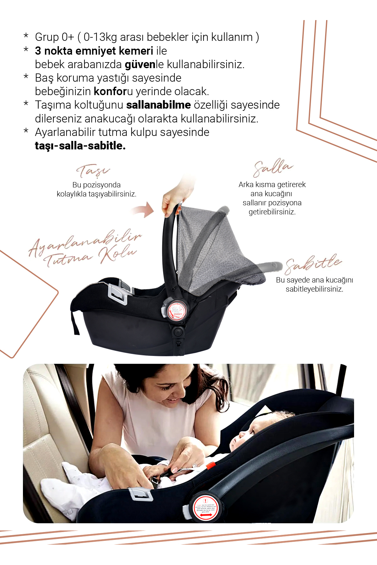 Yeni Doğan 9 İn 1 Full Takım 990 Travel Sistem Bebek Arabası Angel Sepet Anne Yanı Beşik 4
