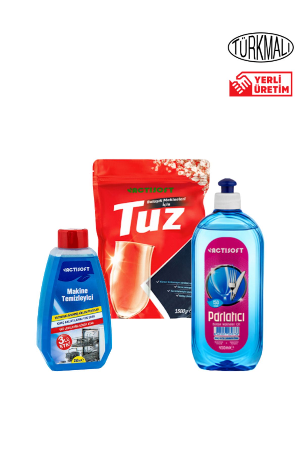 actisoft Bulaşık Makinesi Bakım Set 250 ml Temizleyici + 1500 gr Bulaşık Tuzu+ 450 ml Parlatıcı