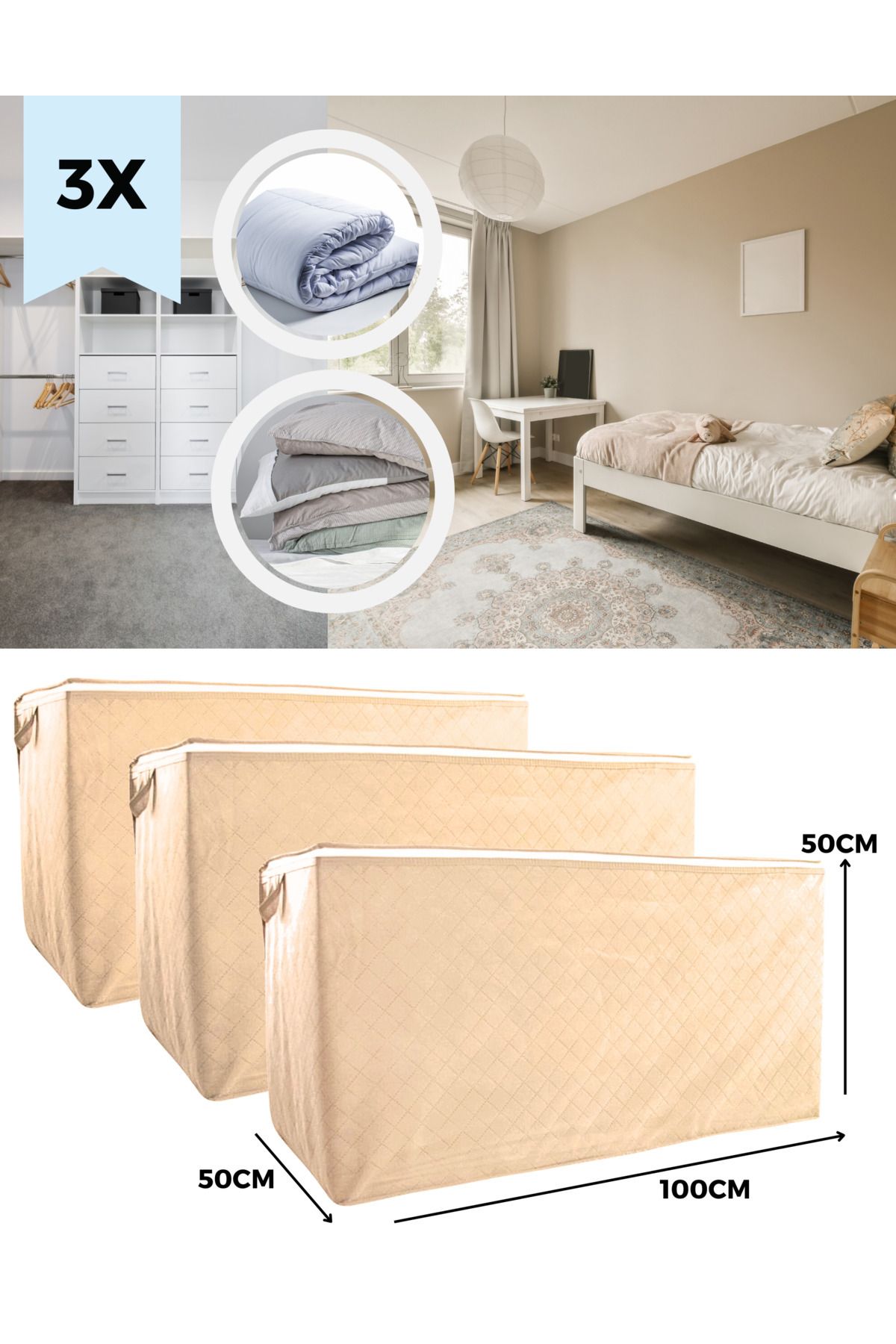 SER&YAT-3 Pieces MEGA Sacks Quilting Mega(LARGE SIZE) Pillow Quilt Sacks 100 X 50 X 50 Cm X 3 Pieces 4