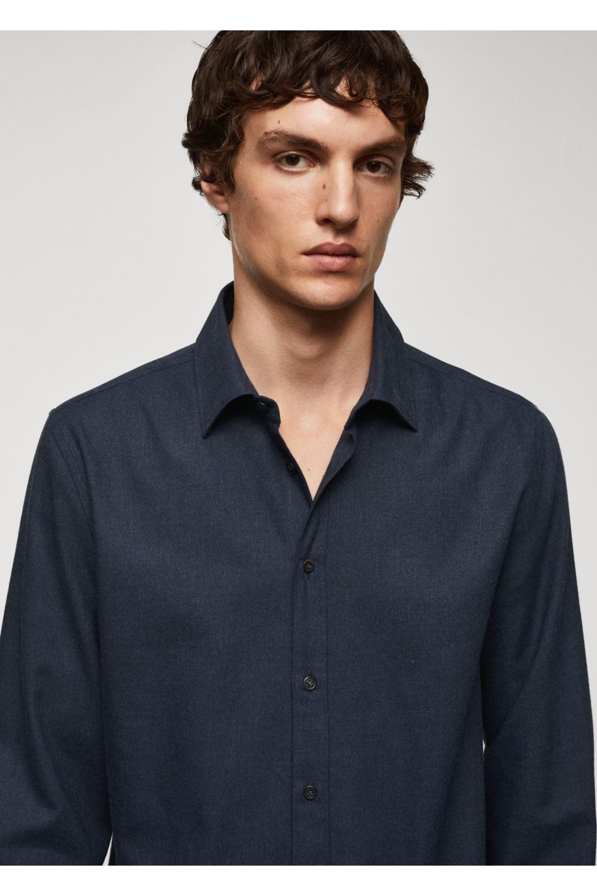 پیراهن مردانه آبی سرمه ای منگوMANGO Man | 57067703 اورجینال - تصویر 5