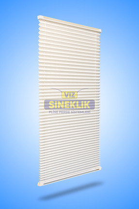 VIZ SİNEKLİK Plise Perde Katlanır Cam Balkon Perdesi (Krem)