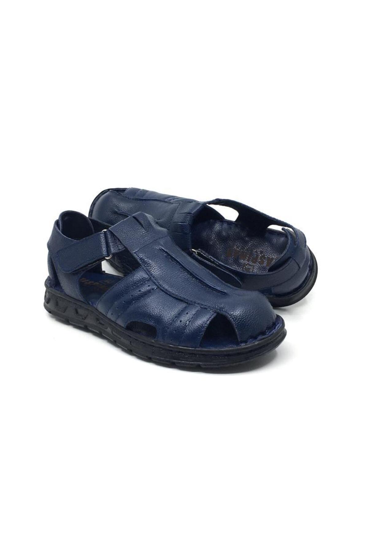 Taşpınar 302 100% Genuine Leather Orthopedic Men's Summer Comfortable Slipper Sandals 40-45
