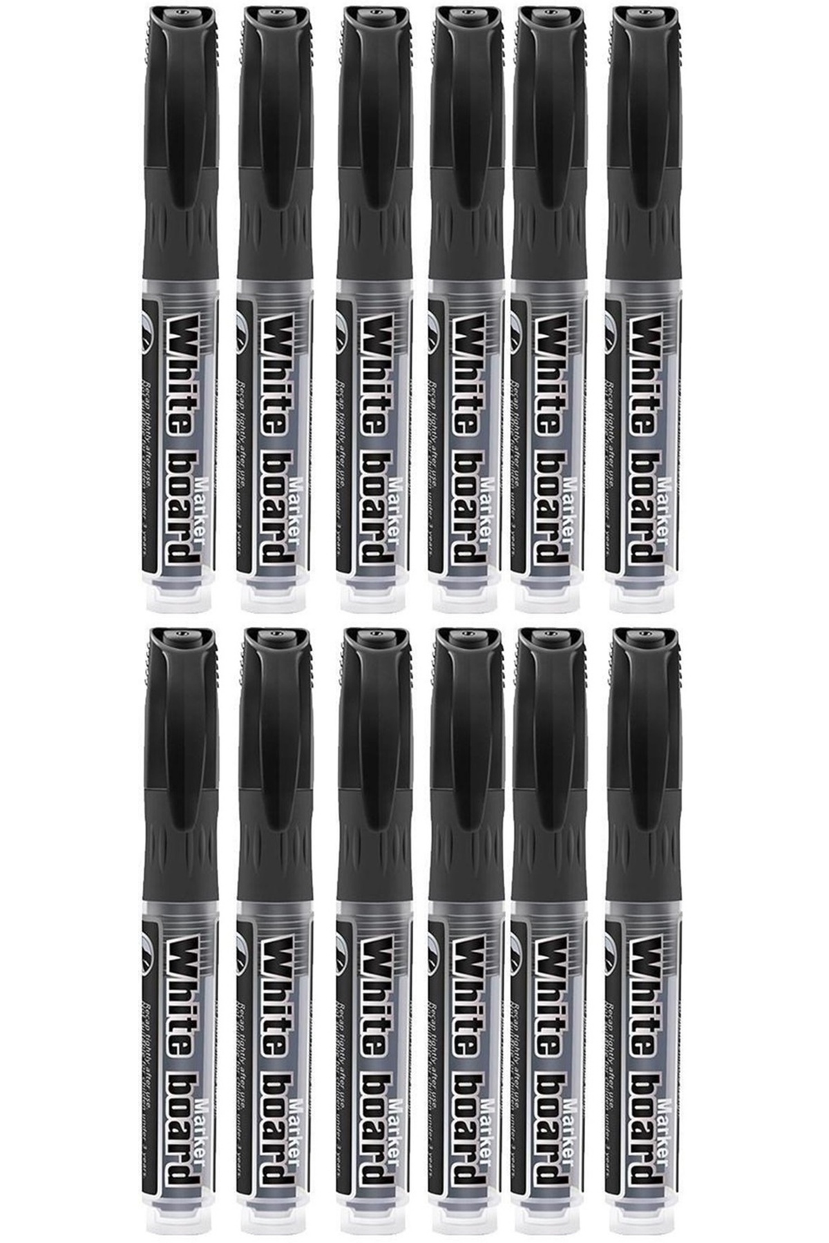 Modellino 12'li Siyah Tüplü BYB Kartuşlu Beyaz Tahta Kalemi