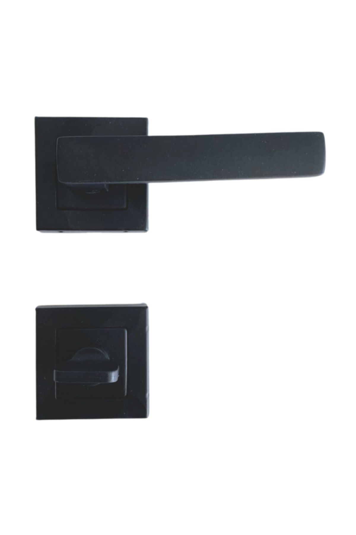 DSYapıAksesuar-Lama Black Square Rosette Door Handle Toilet (WC) and Bathroom Door Handle One Door WC with Rosettes(1 Set) 1