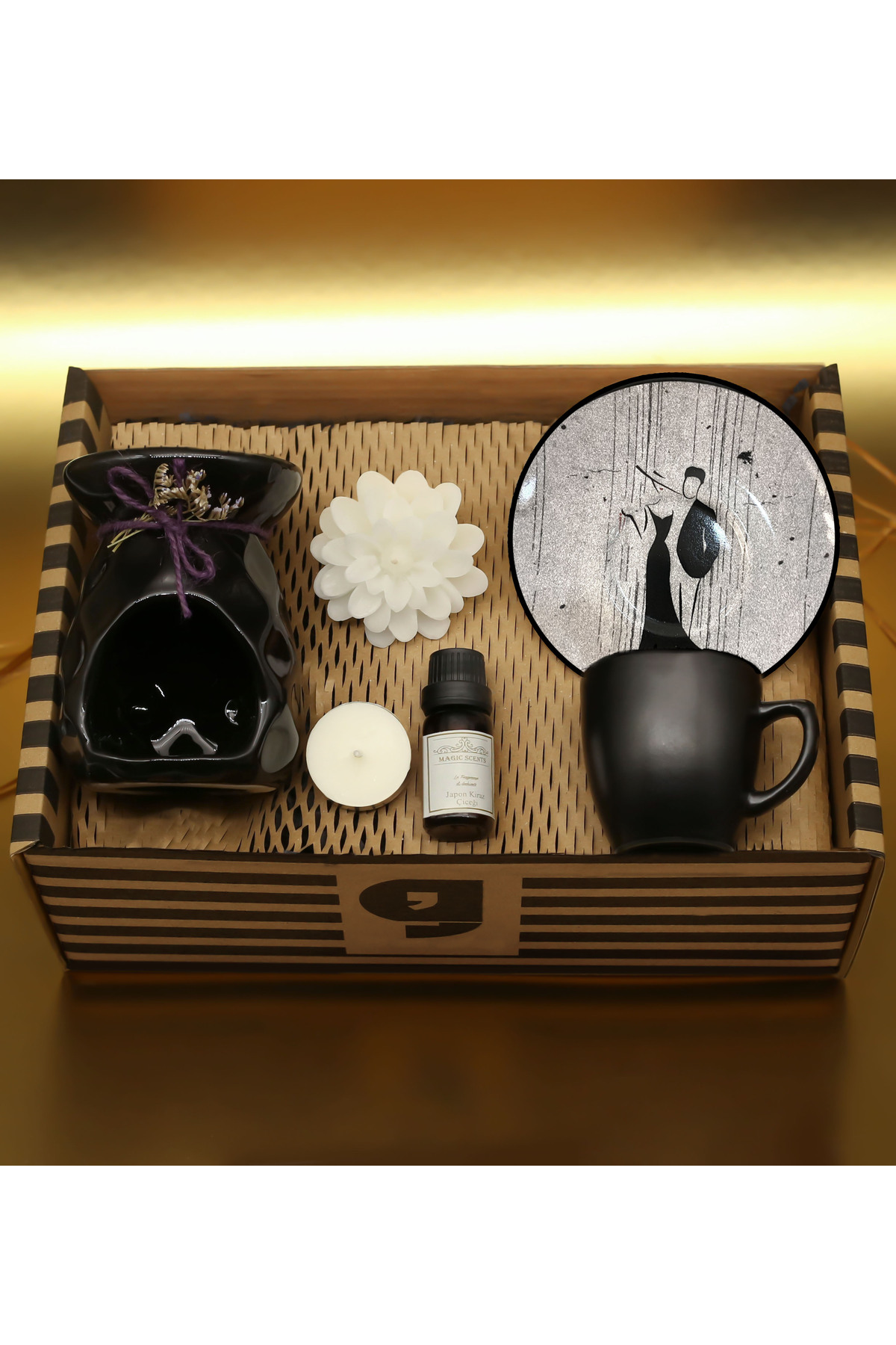 Pineapple Design Censer & Censer Scent & Colorful Coffee Cup & Decorative Candle Gift Set