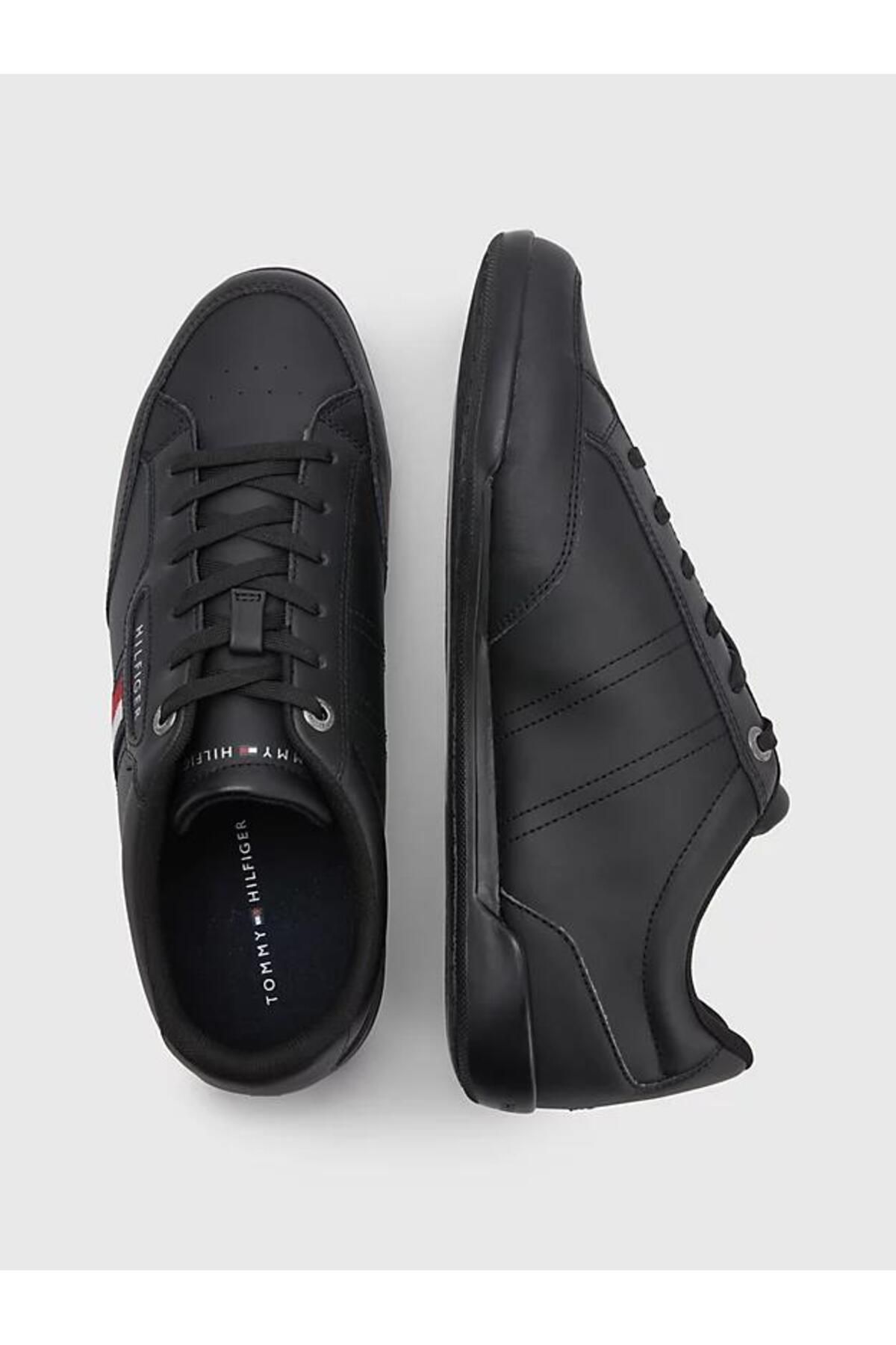 اسنیکر مشکی مردانه چرم کلاسیک Lo Cupsole اورجینال Tommy Hilfiger