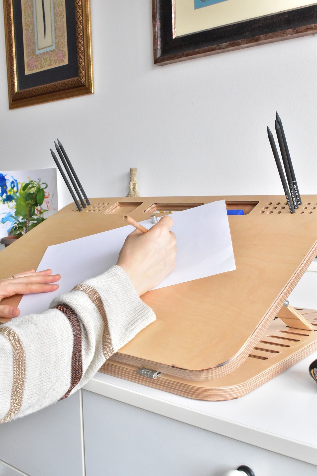 İskarpela-ARCHITECTOR SINAN Portable Wooden A3 Drawing Table, Desktop Easel (Natural Color) 2