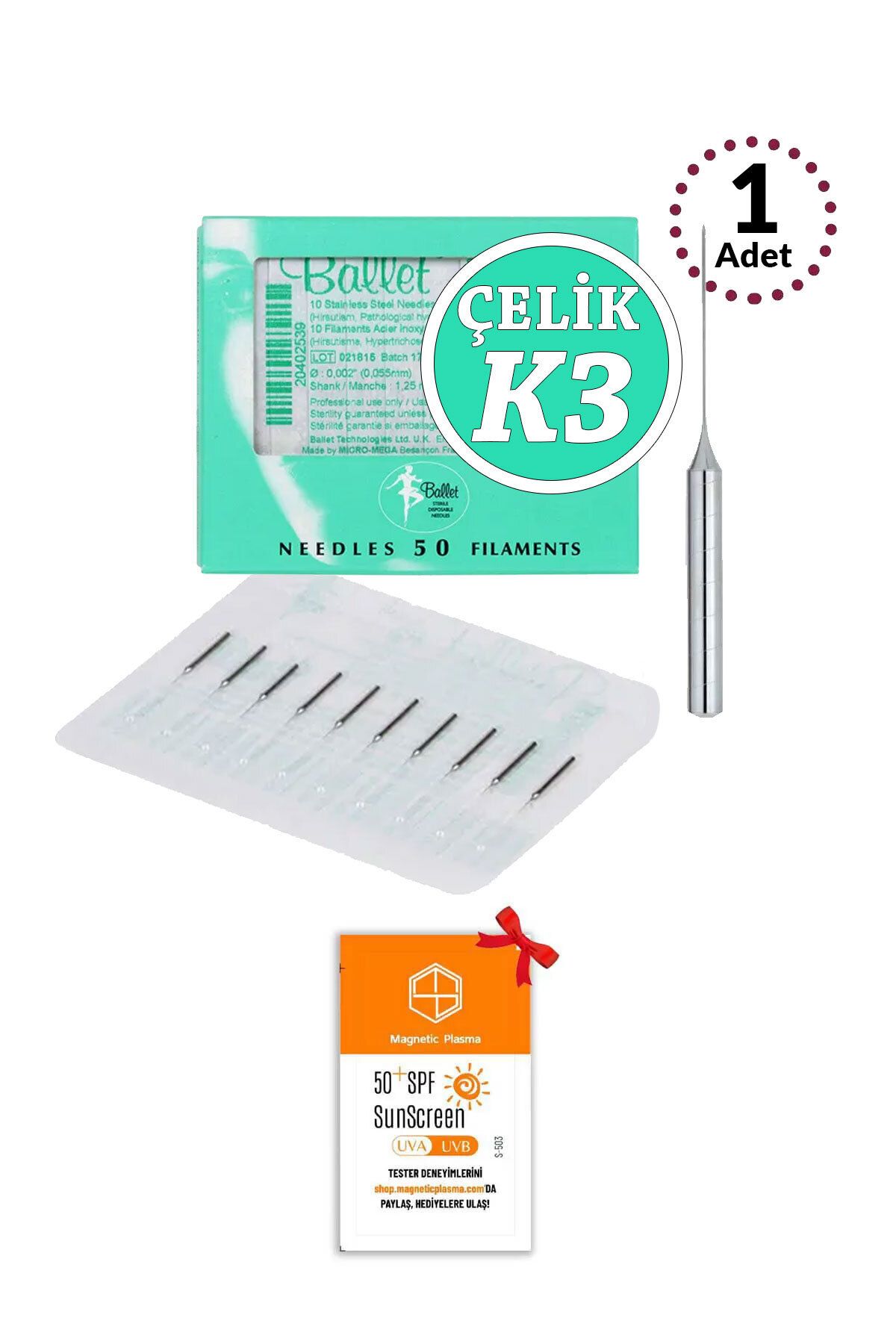 Ballet 1 Adet K3 Gümüş - Çelik Epilasyon Iğnesi K3 Gümüş Iğne