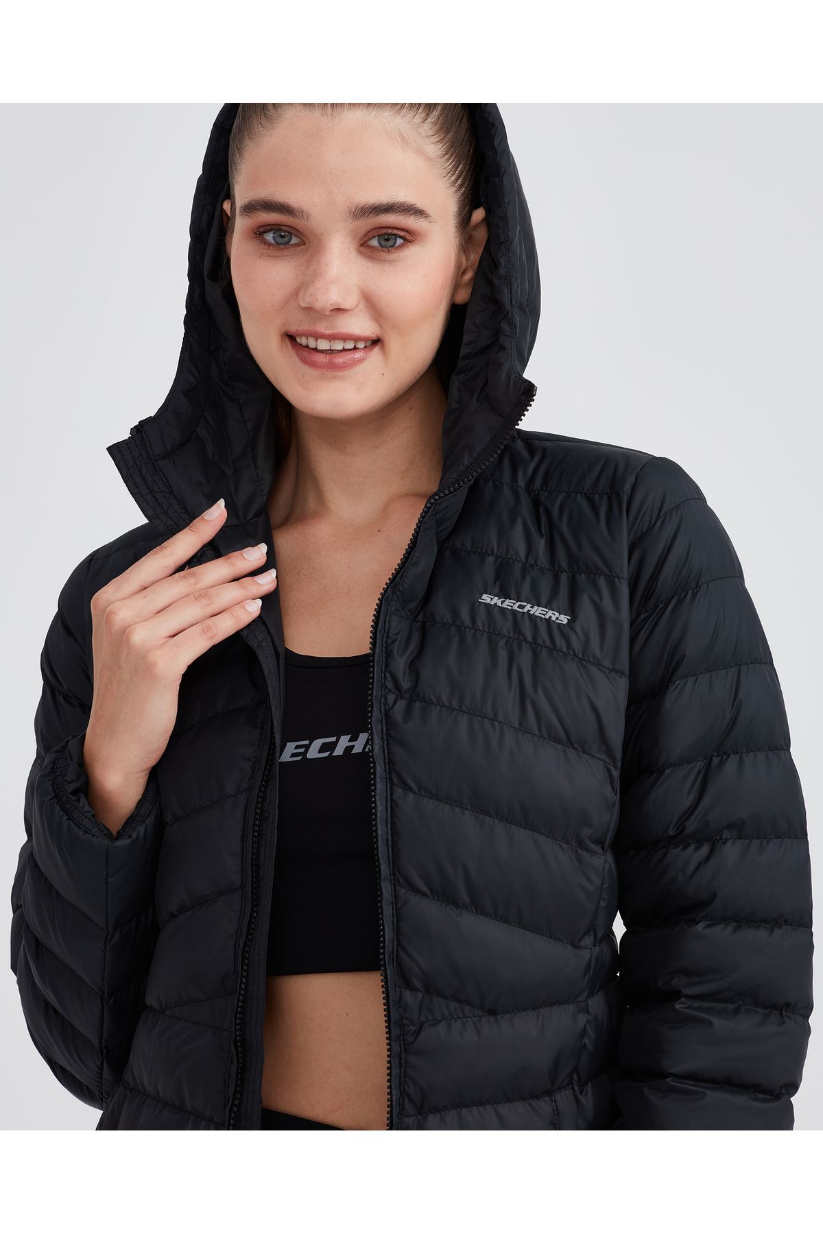 Skechers jacket womens black outlet