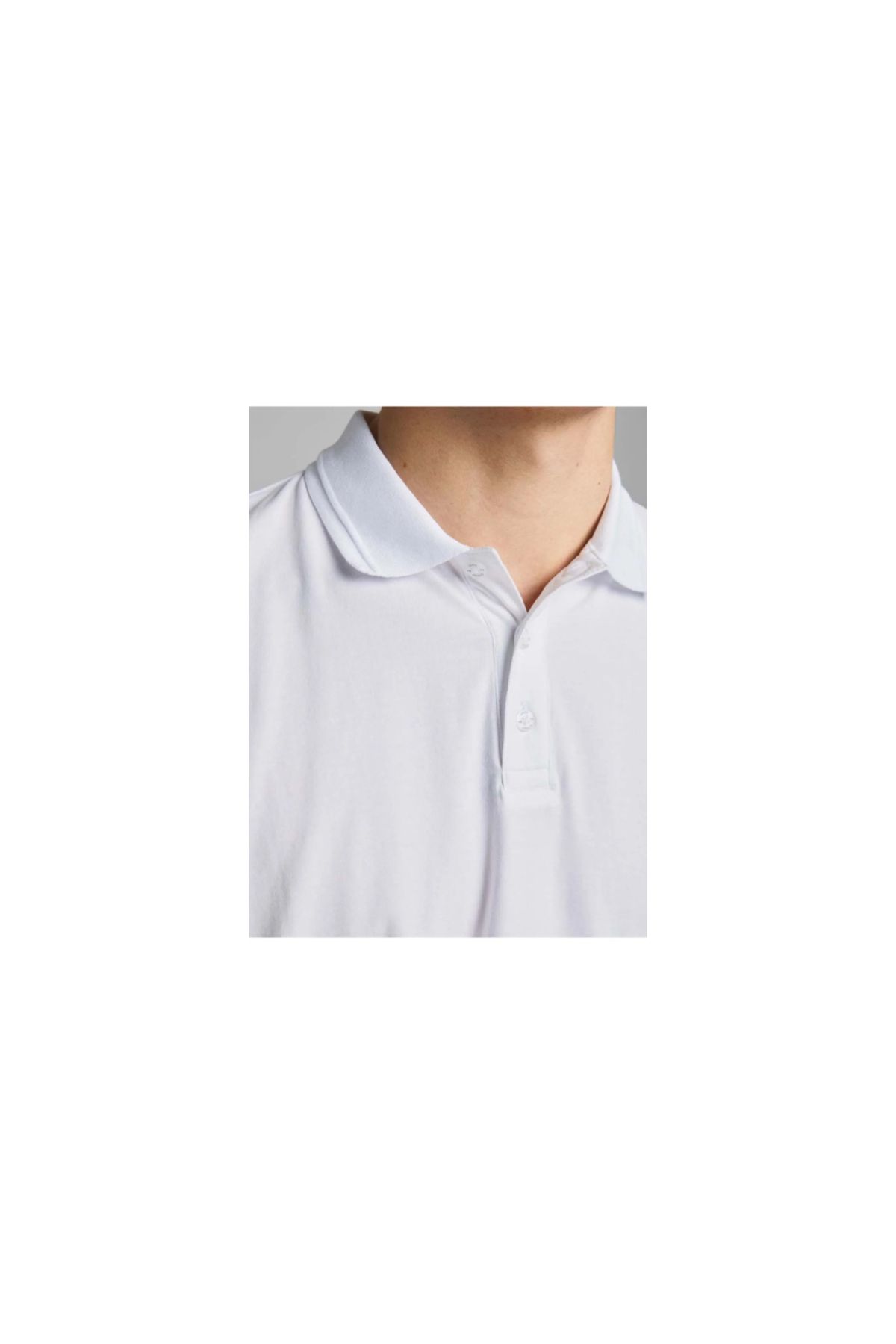 تی شرت یقه پولو سفید مردانه جک و جونز رج Jack Jones Jack & Jones