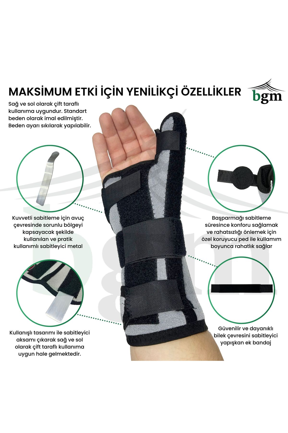مچ بند آتل دار خاکستری دست Spinti با کیفیت بالا شلیک به سمت راست چپ دو راه BGM