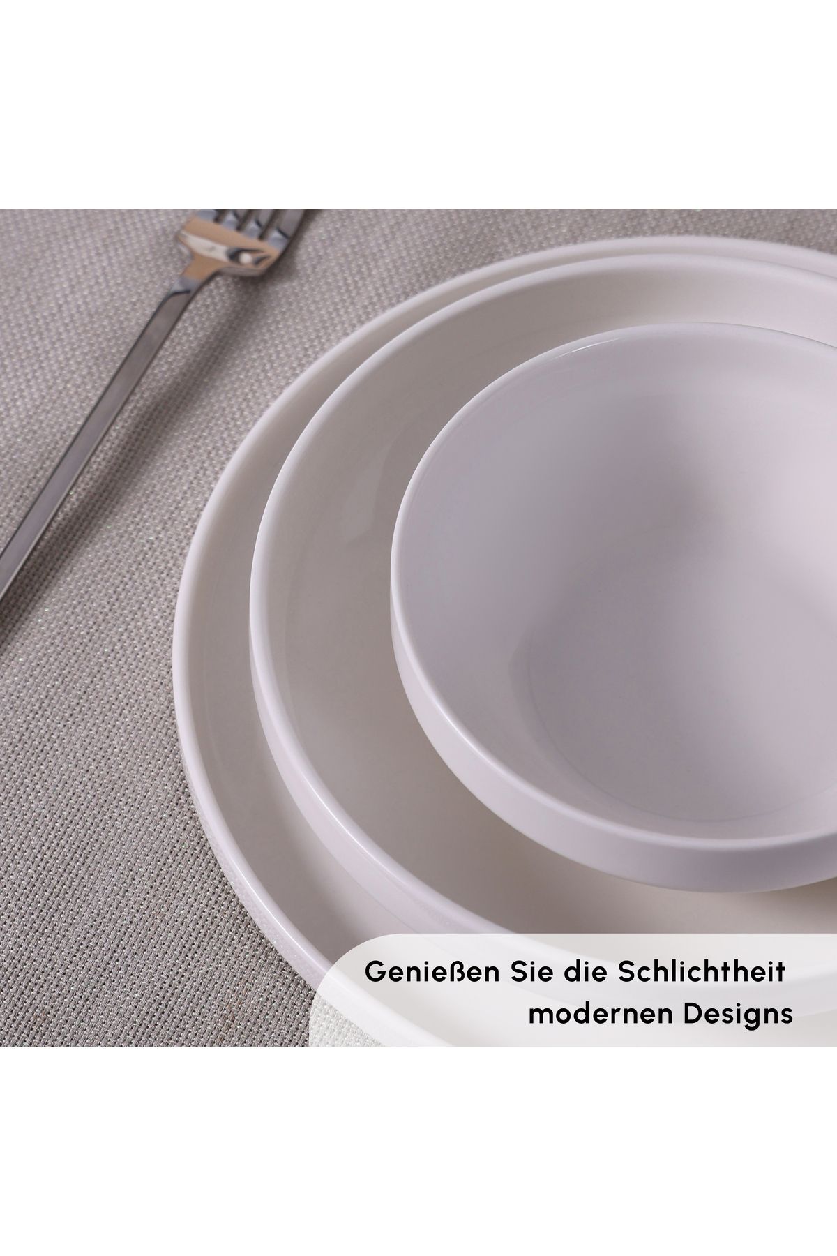 Karaca-Felix für 6 Personen Geschirrset, 18-teilig, Porzellan, Weiß 4