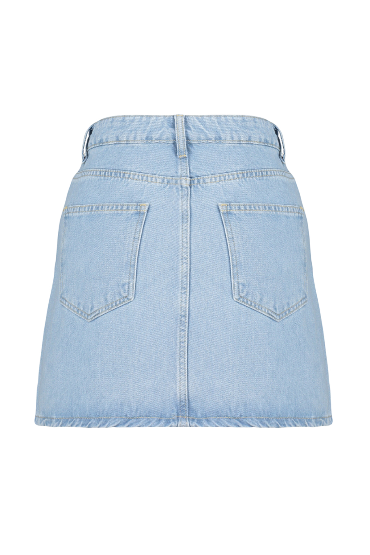 Trendyolmilla  Limited Edition Açık Mavi Yırtmaçlı Mini Denim Etek TWOSS23ET00347 - Görsel 14