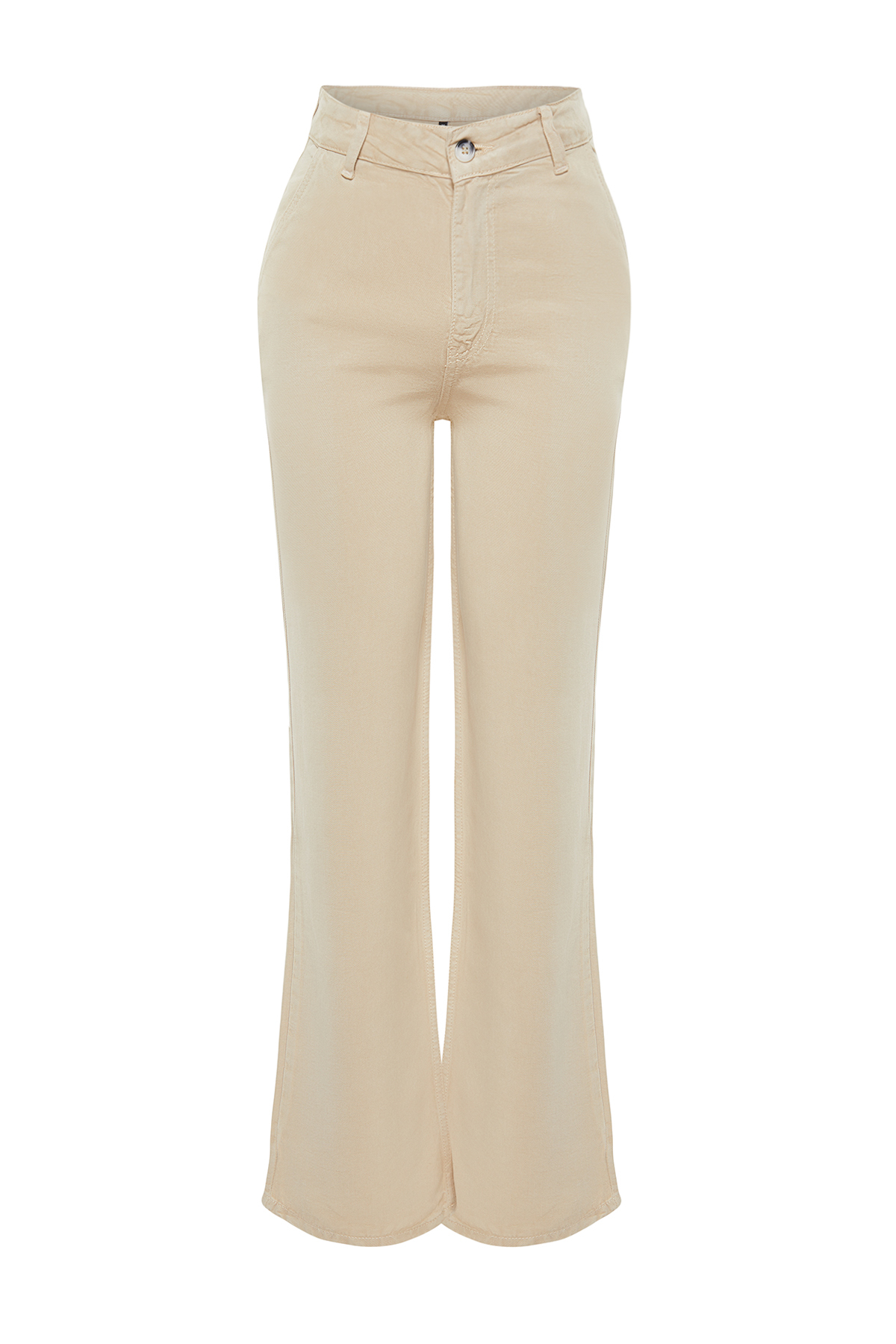 Trendyolmilla  More Sustainable Bej %100 Tencel™ Düşük Bel Wide Leg Jeans TWOSS23JE00219 - Görsel 11