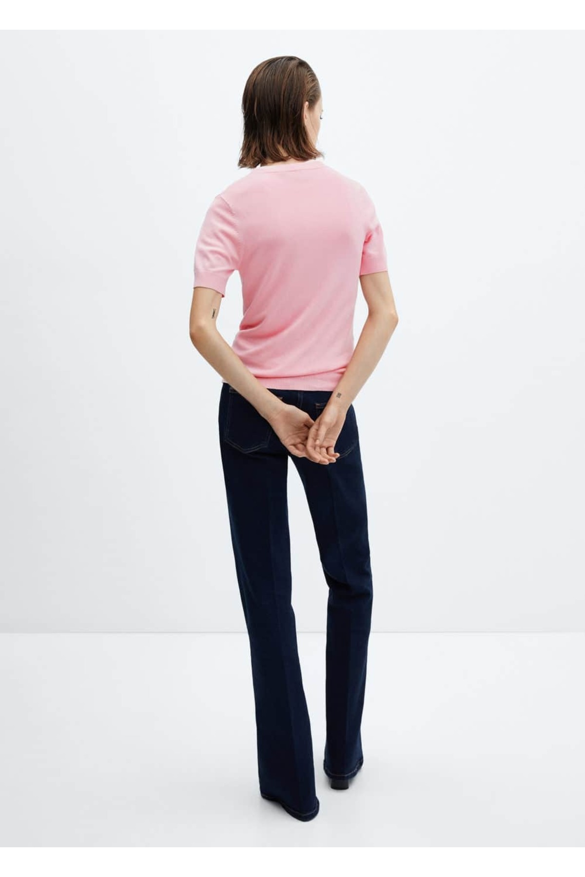 بافت و پلیور زنانه صورتی منگوMANGO | 57013806 اورجینال - تصویر 4