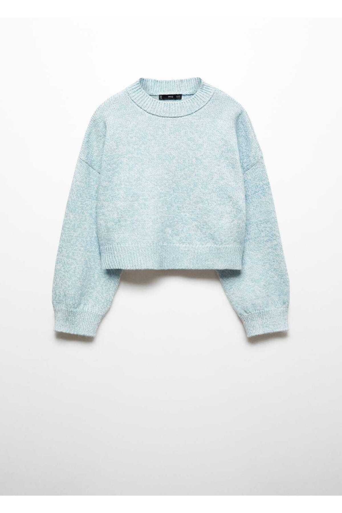 بافت و پلیور زنانه آبی منگوMANGO | 57005818 اورجینال - تصویر 3