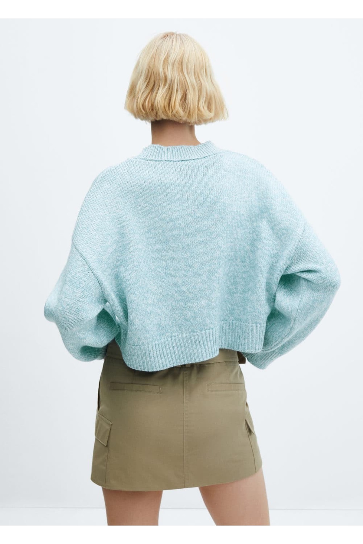 بافت و پلیور زنانه آبی منگوMANGO | 57005818 اورجینال - تصویر 4