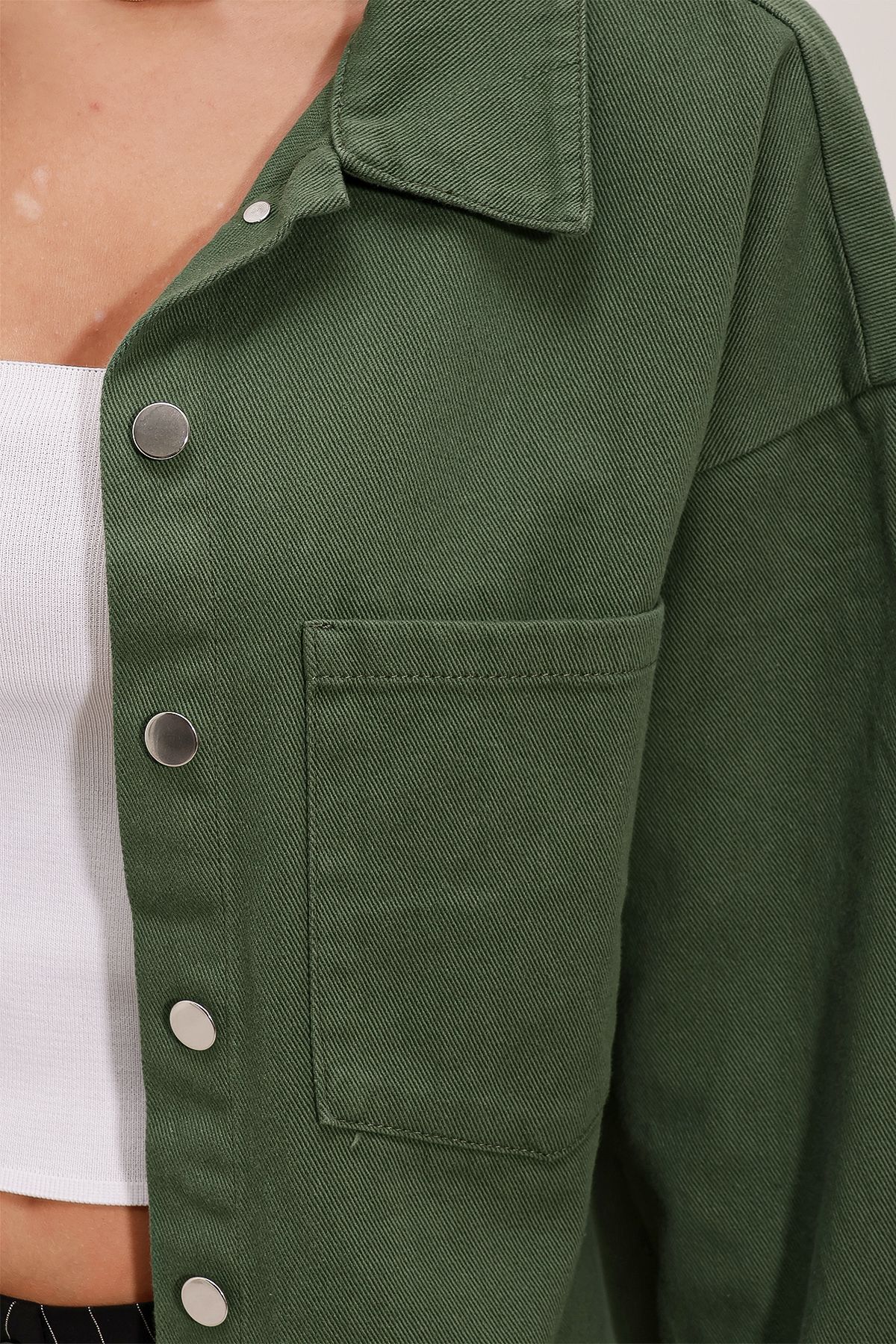 Bigdart-20192 Oversize'owa marynarka gabardynowa - Khaki 3