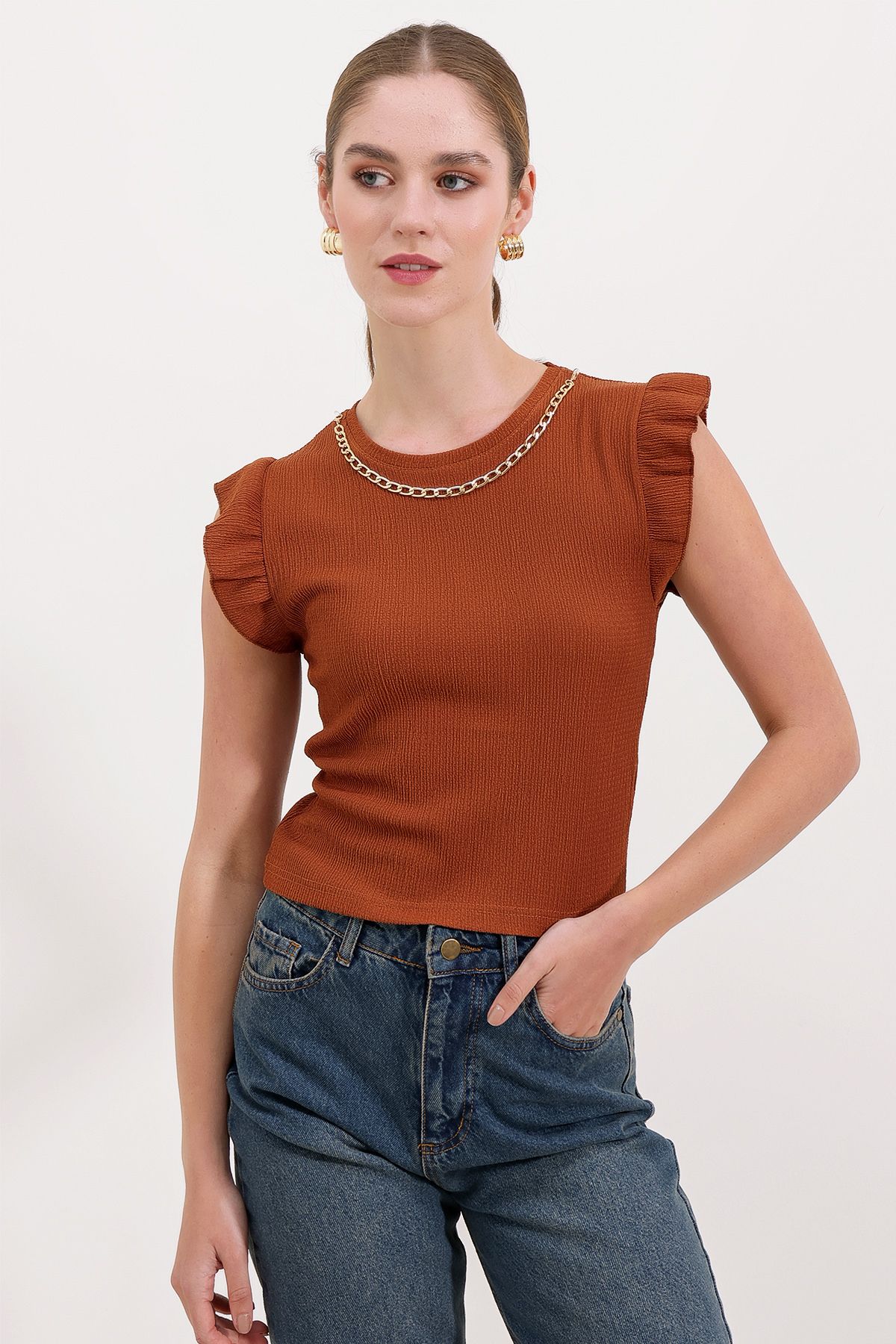 Bigdart-Hellbraune Strickbluse – Modell 0430 2