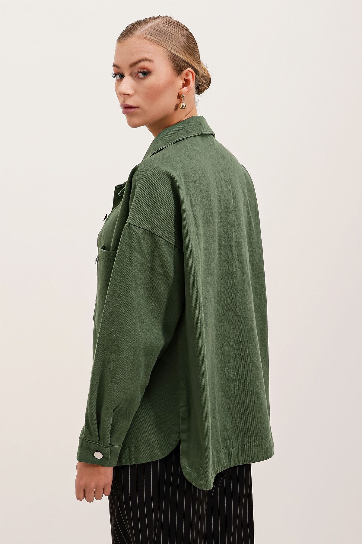 Bigdart-20192 Oversize'owa marynarka gabardynowa - Khaki 5