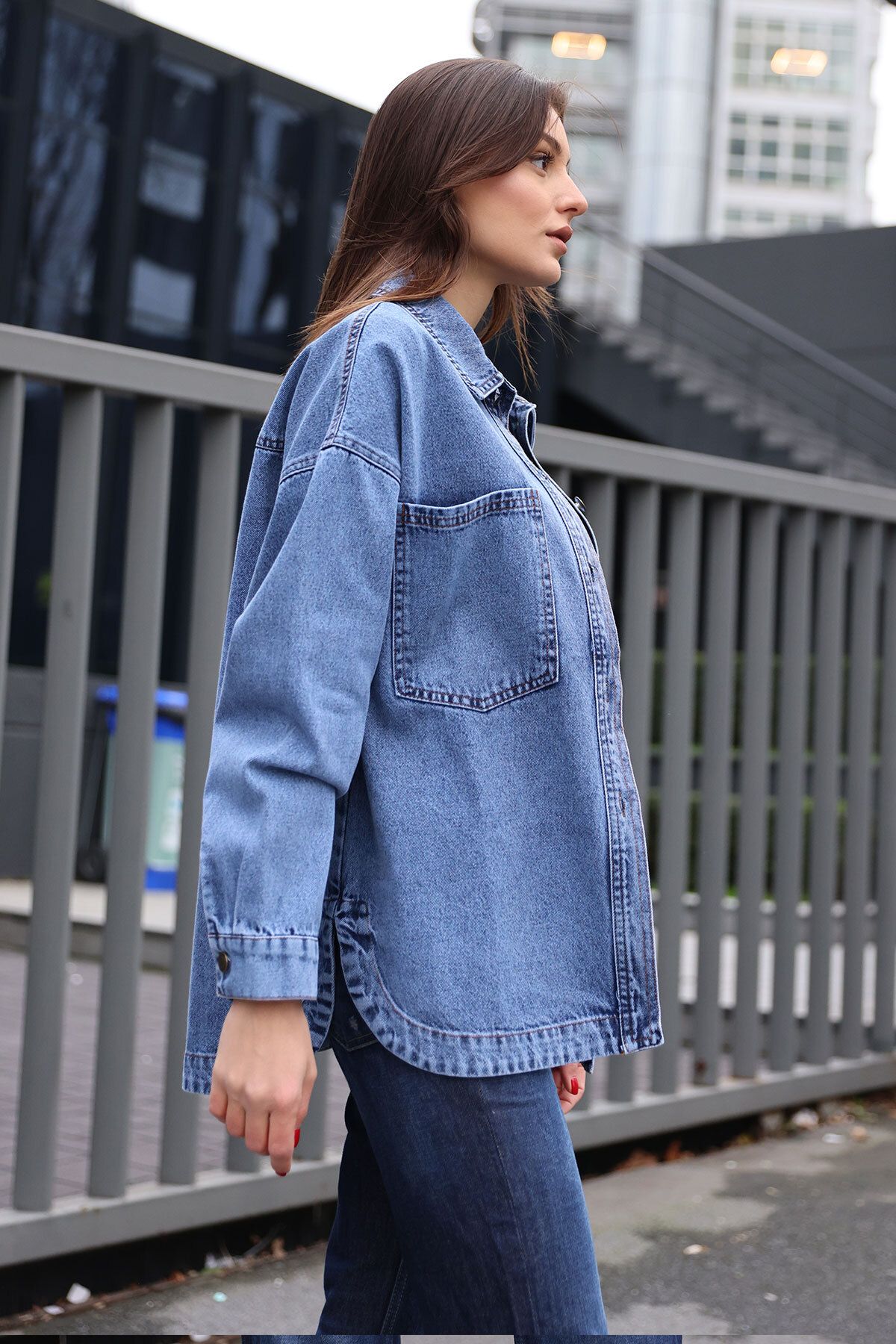Bigdart-   0613 Denim Jacket with Pockets - Dark Blue 4