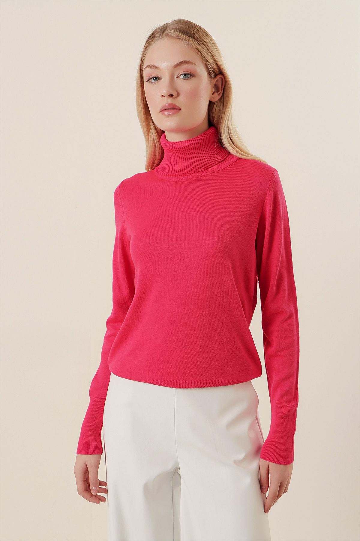 Bigdart-15747 Rollkragenpullover – Fuchsia 4