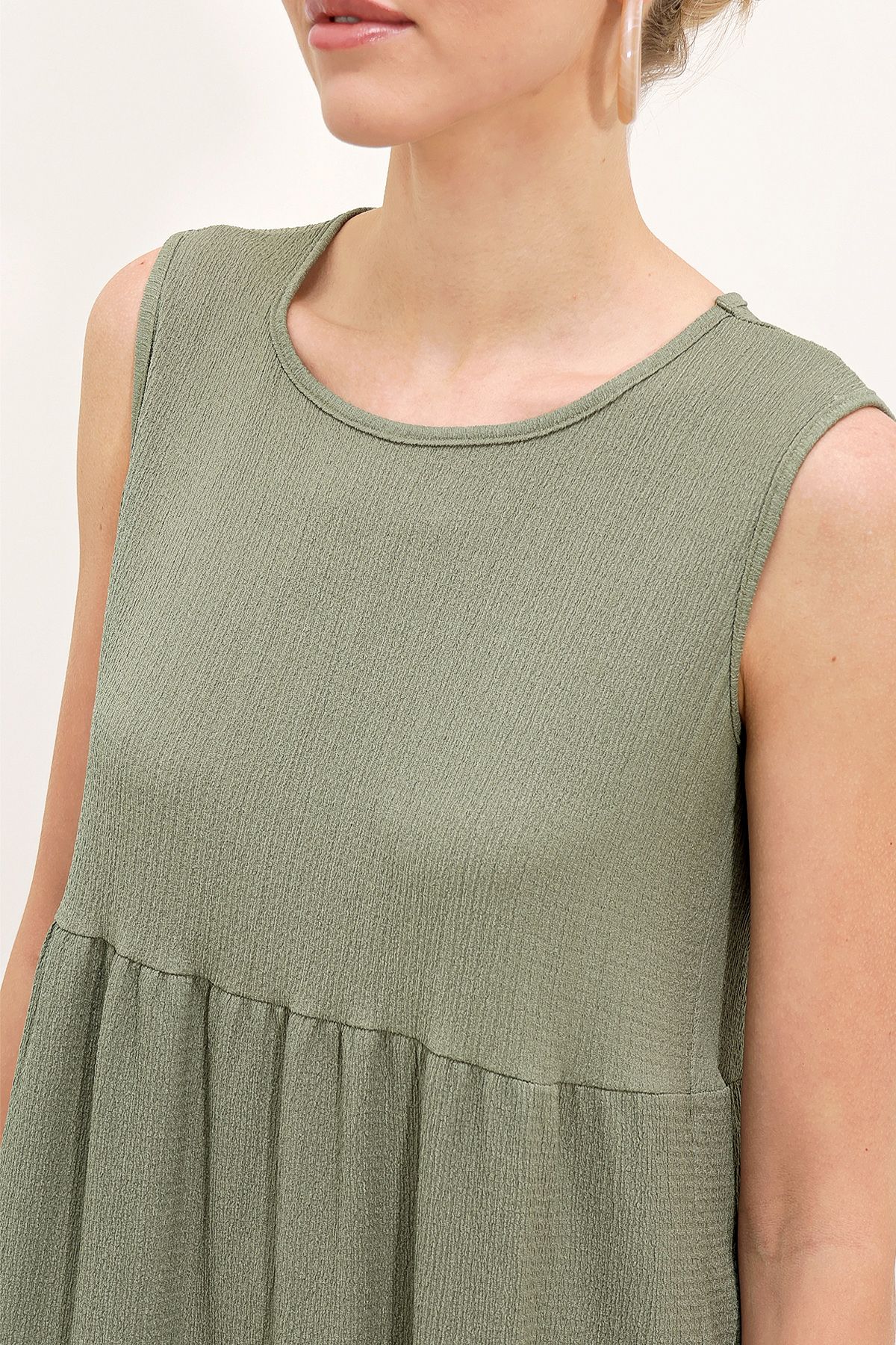 Bigdart-2448 Langes Strickkleid ohne Ärmel - Çağla 3