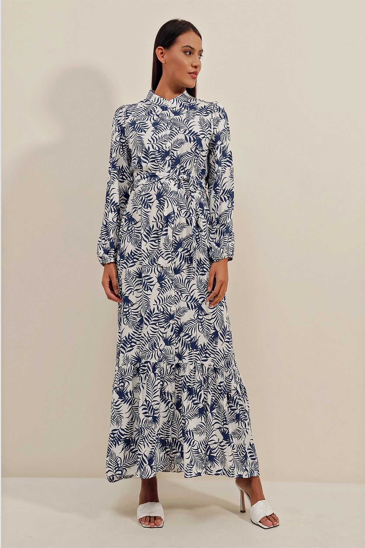 Bigdart-2158 Exotic Print Dress - D. Navy Blue 2