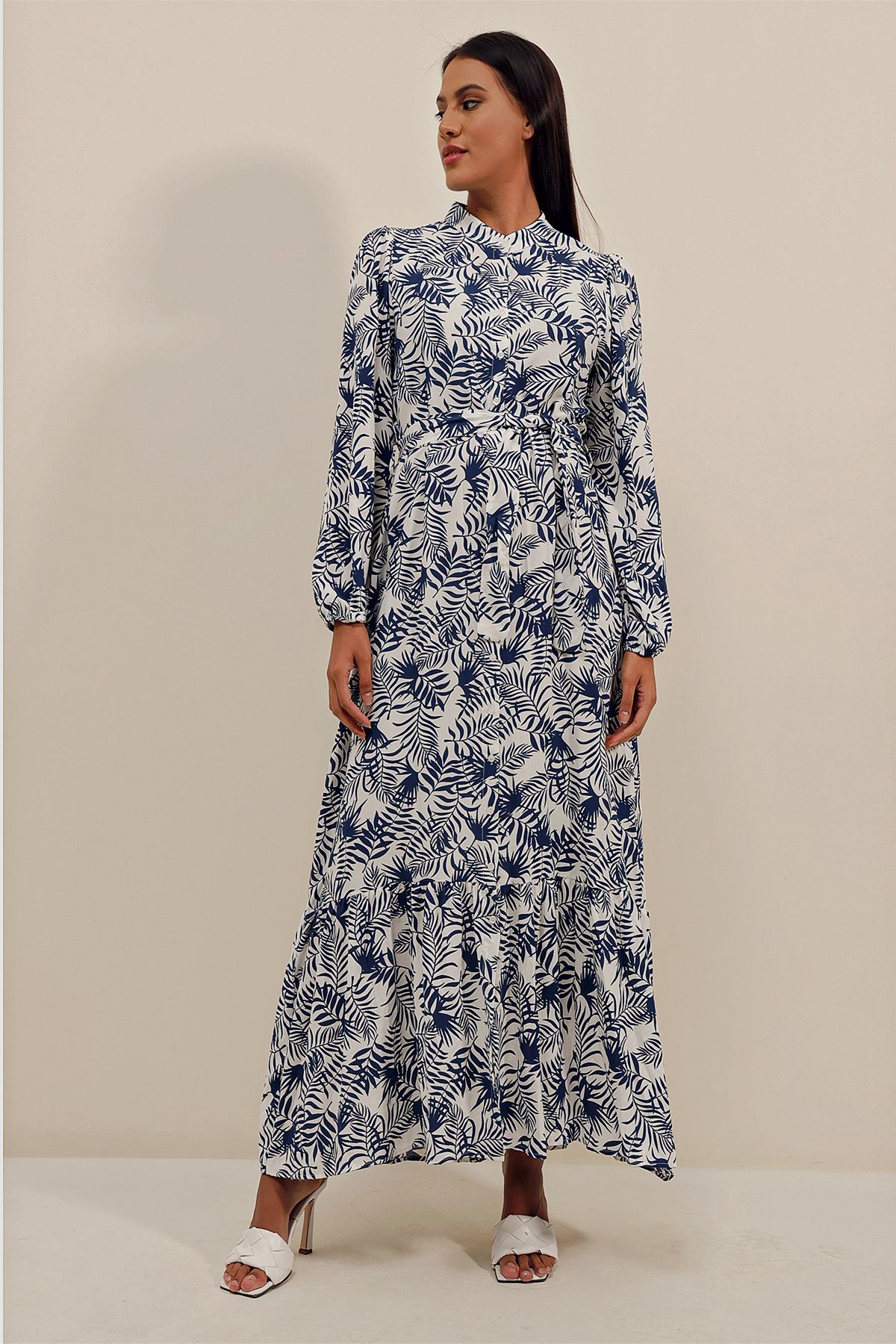 Bigdart-2158 Exotic Print Dress - D. Navy Blue 3