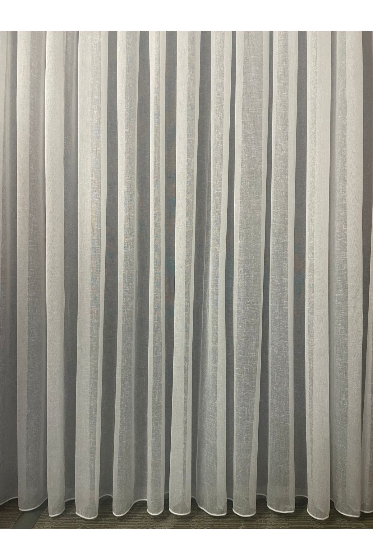 Cortibo-Ecru Linen Foldet - 1 in 2 Sparse Pleated Tulle Curtain 3