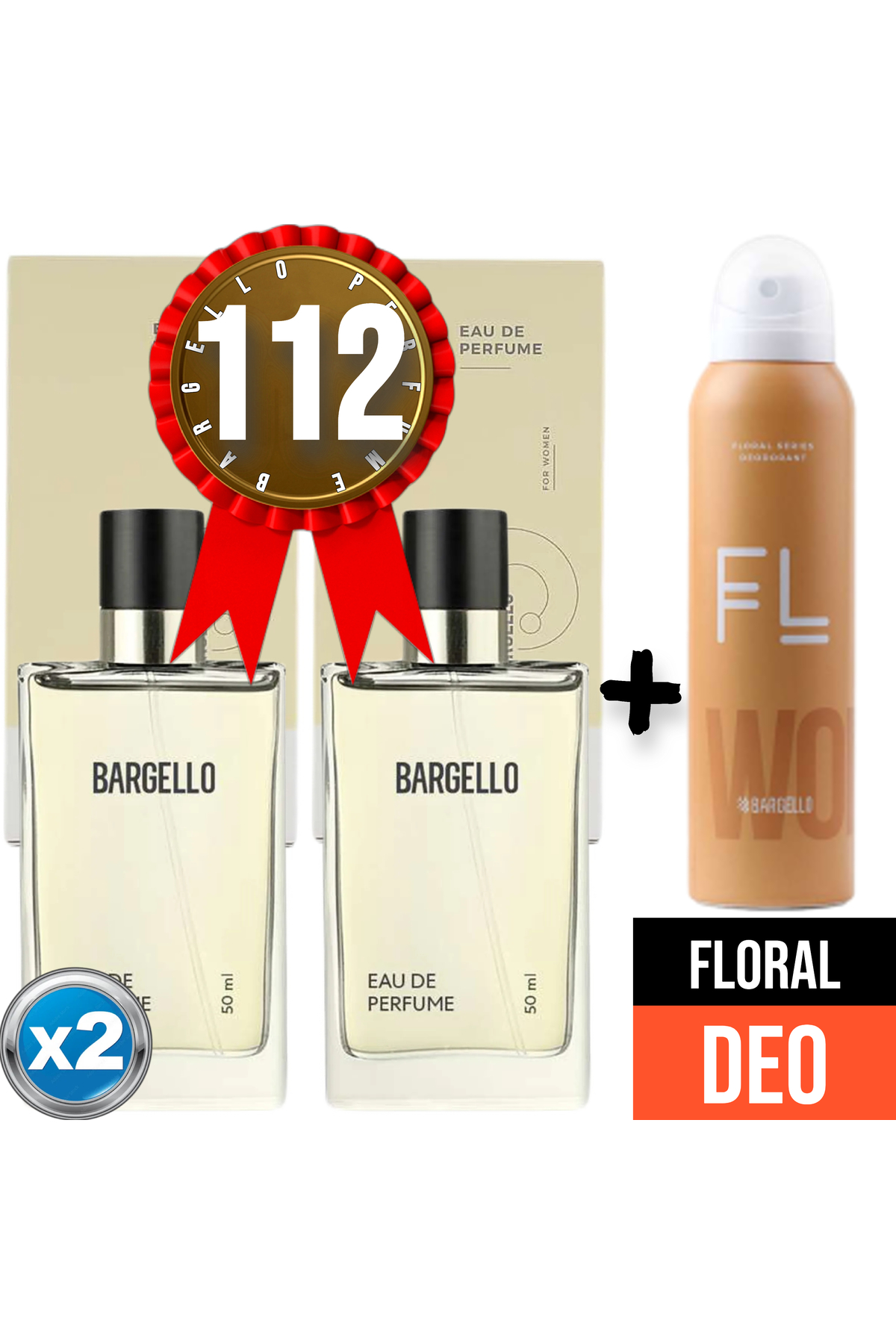 عطر ۱۱۲x۲ (۲ عدد) ۵۰ میلی‌لیتر گلدار + دئودورانت ۱۵۰ میلی‌لیتری گلدار — RSAF921 — تصویر 1 از 3