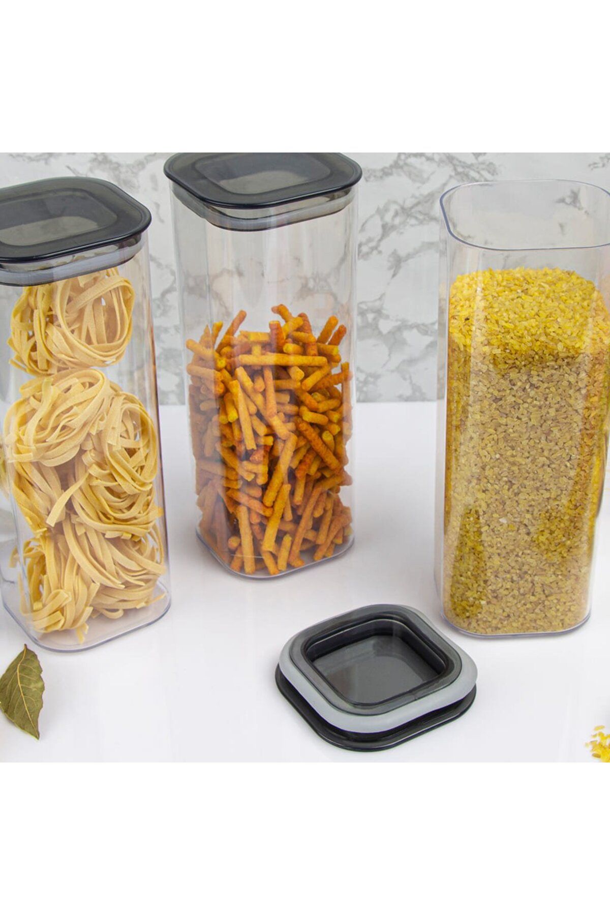 bizdeneve-Set of 3 1.7 Lt. Square Food Container, Storage Container Set 5