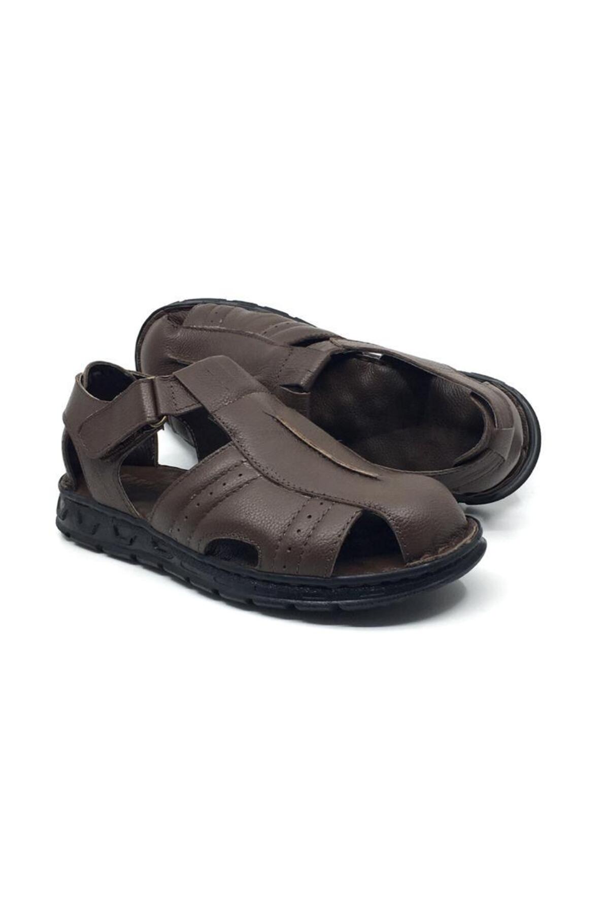 Taşpınar 302 100% Genuine Leather Orthopedic Men's Summer Comfortable Slipper Sandals 40-45