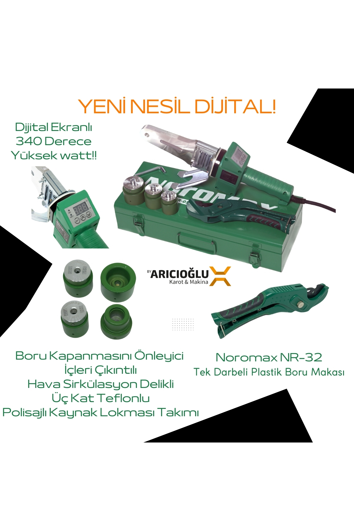 Noromax Nr-01 1000w 340 Derece Dijital Kaynak Makinası KOMPLE SET
